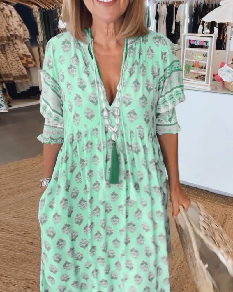 Mana™ | Floral V-Neck Dress for Stylish Occasions