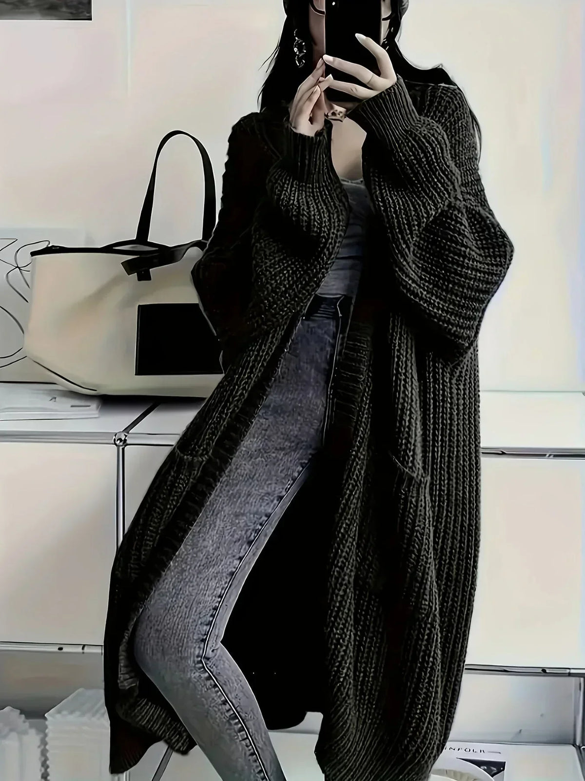 Blake | Long Cardigan with Chunky Ribbed Knit