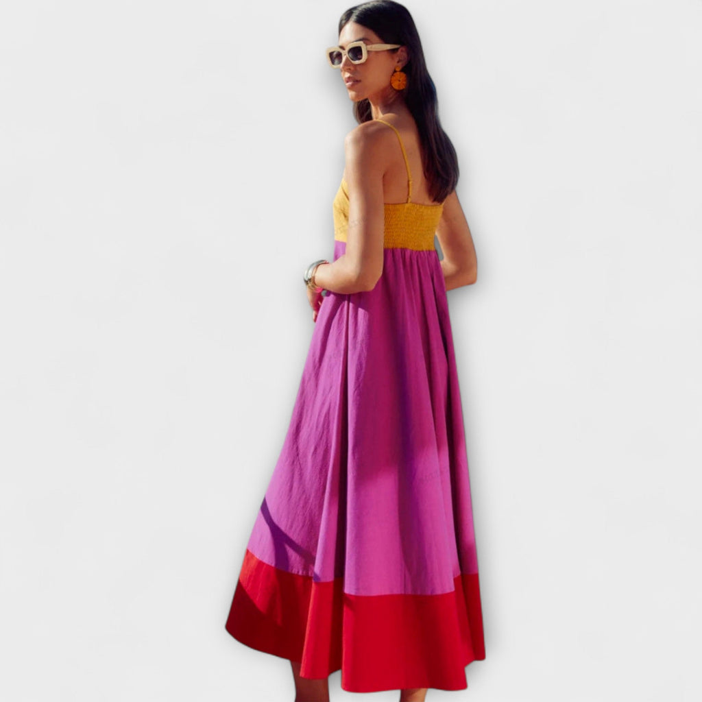 Style200™ | Chic Color Block Spaghetti Strap Dress for Any Occasion