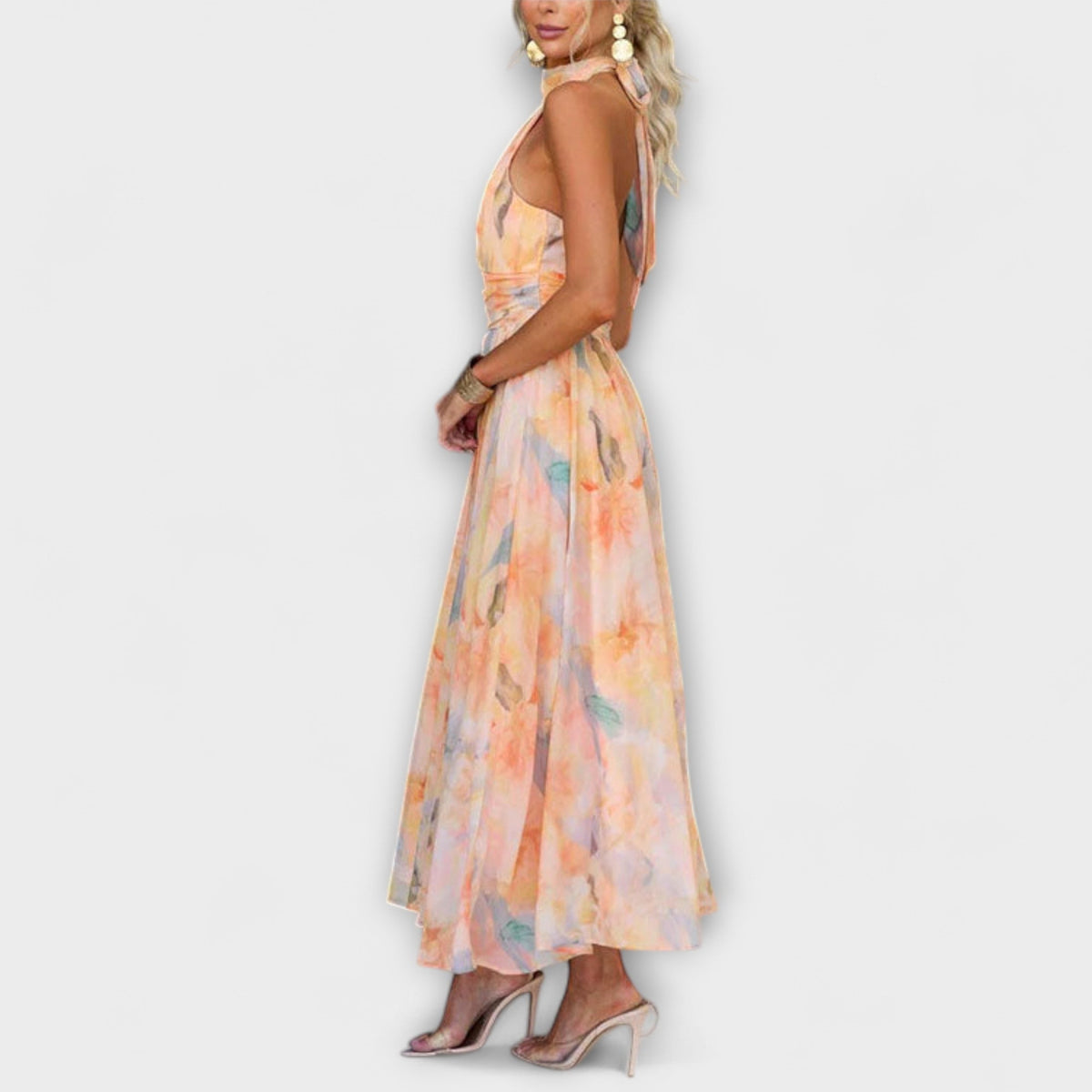 Style200™ | Chic Halter-Neck Maxi Dress for Summer Events
