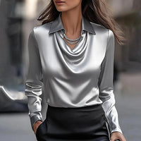 Shannon™ | Elegant Shiny Blouse with V-Neck