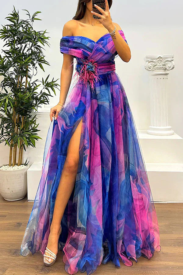 Fabienne™ | Wedding Guest Dress - Off Shoulder Maxi