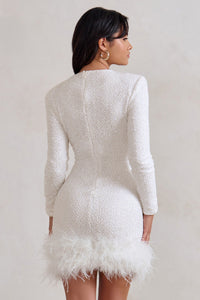 Bérengère™ | Chic Women's Mini Dress with Feather Hem for Parties