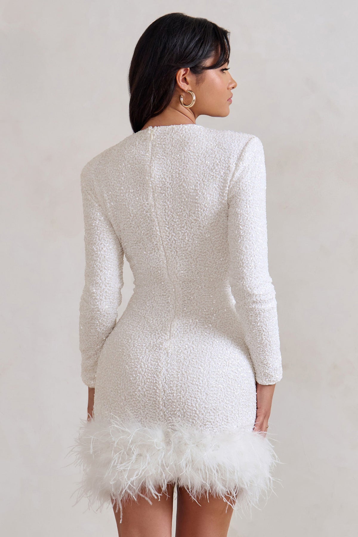 Bérengère™ | Chic Women's Mini Dress with Feather Hem for Parties