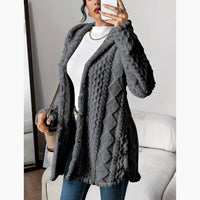Reese | Long Cardigan with Fuzzy Cable Knit Texture