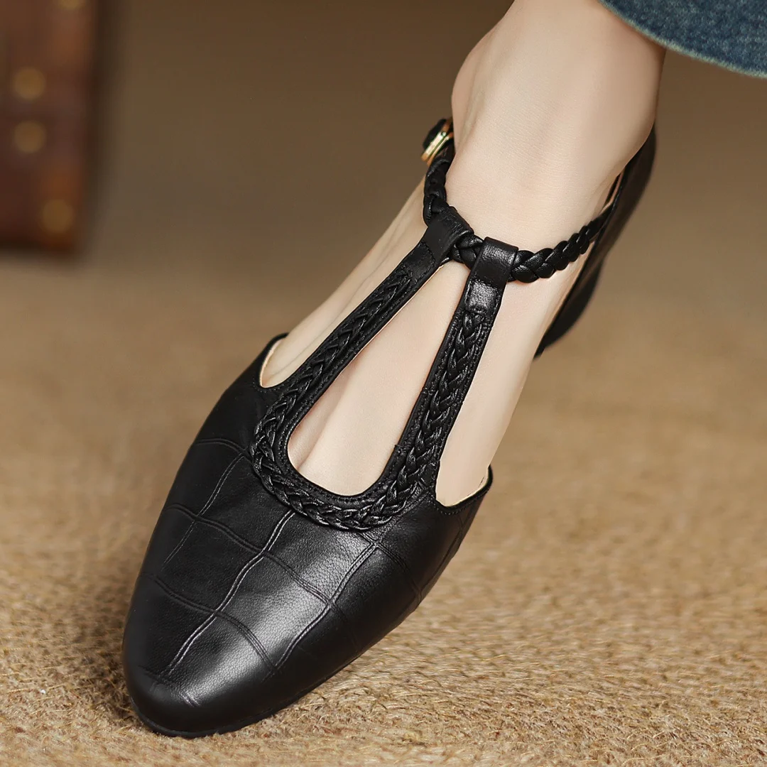 Margot™ | Women's Leather T-Strap Mary Jane Flats Pointed Toe Flat