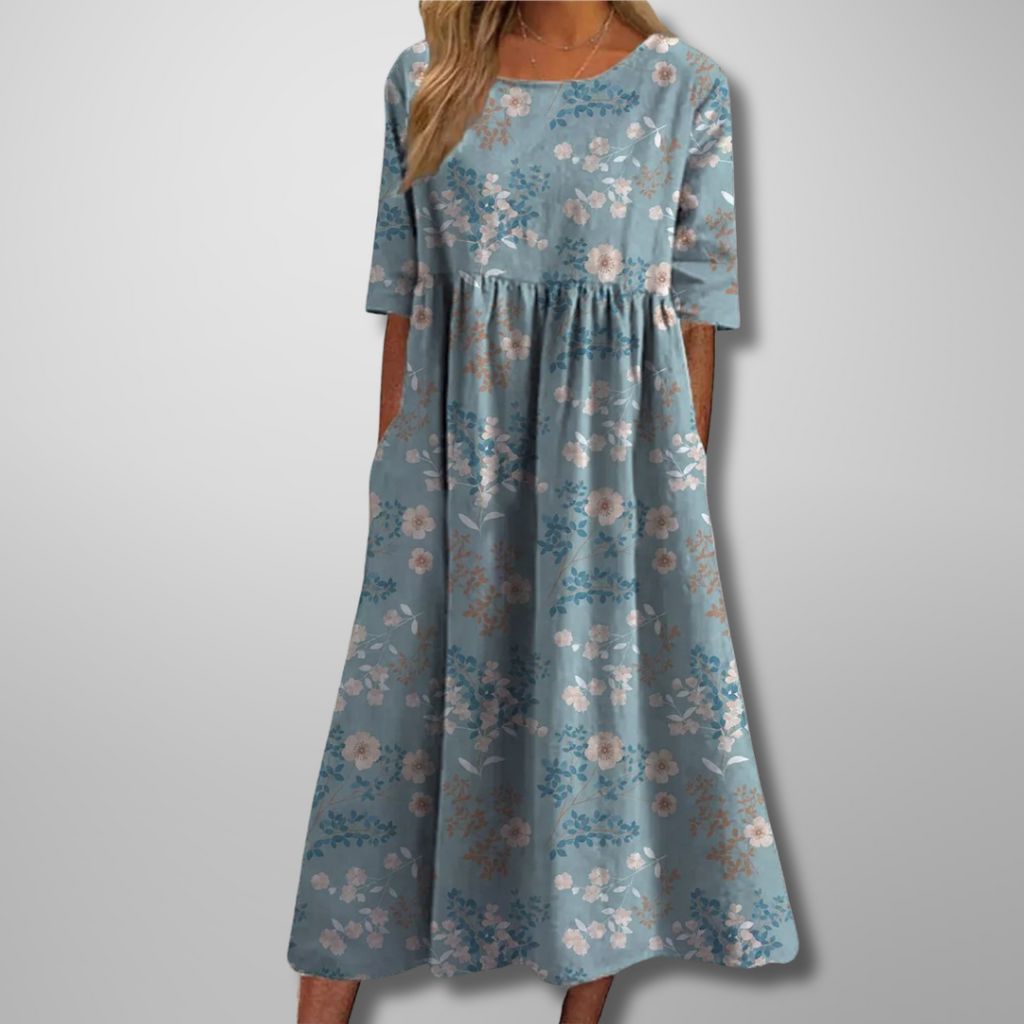 Rosalind | Crew Neck Floral Maxi Dress
