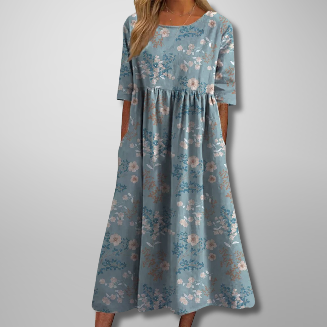 Rosalind | Crew Neck Floral Maxi Dress