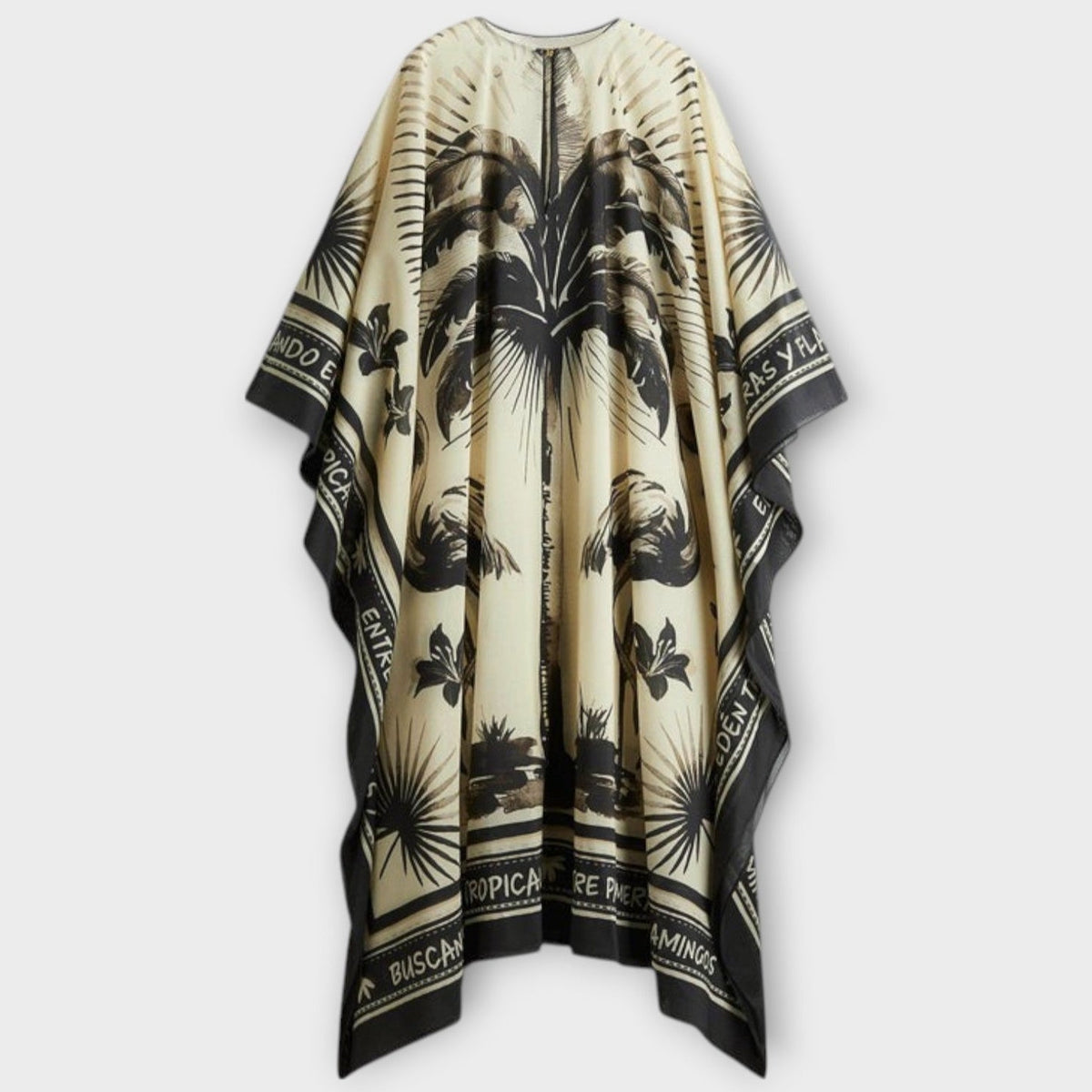 Style200™ | Melissa - Vibrant Flamingo Print Maxi Kaftan Dress for Beachwear