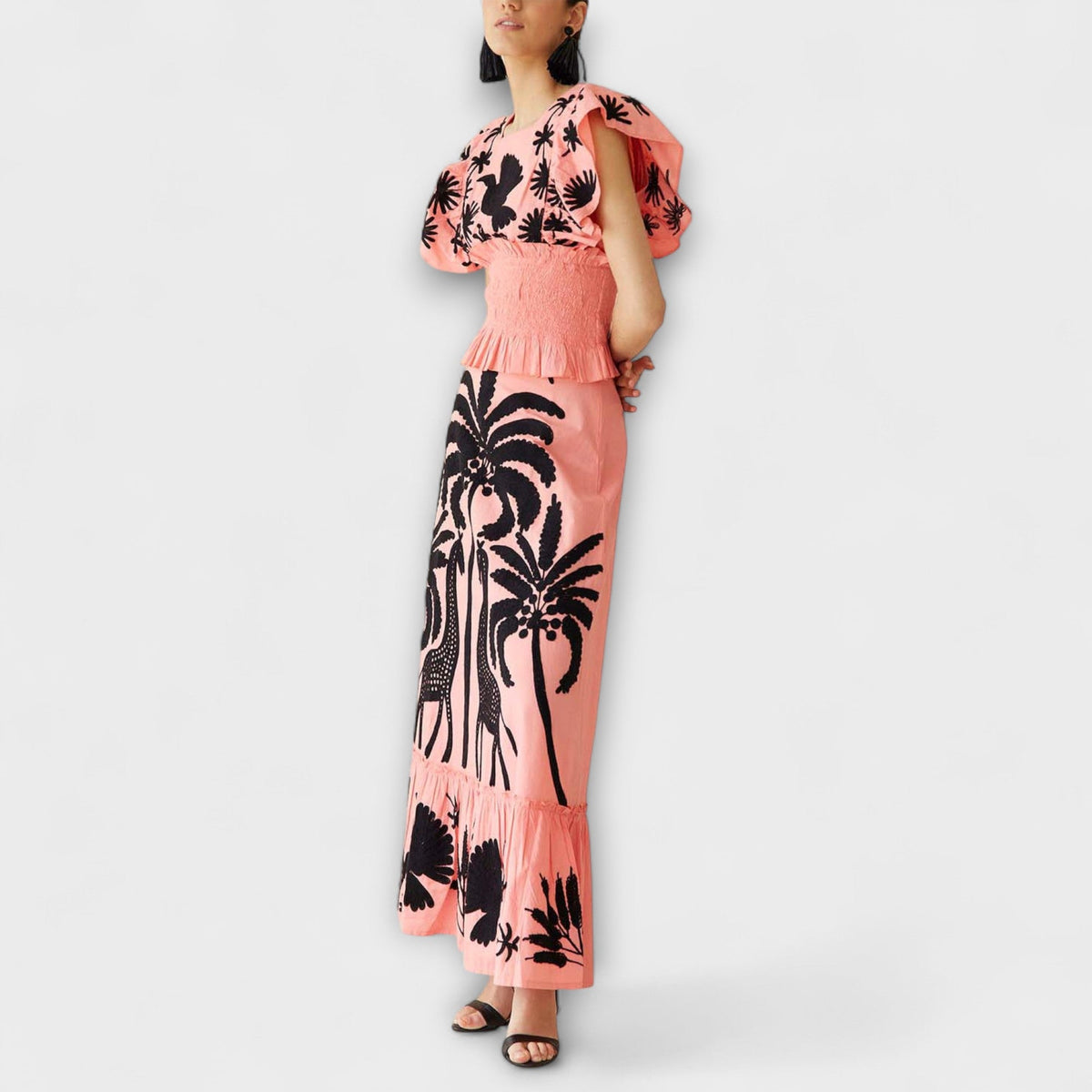 Style200™ | Chic Palm Tree Print Dress for Summer Events