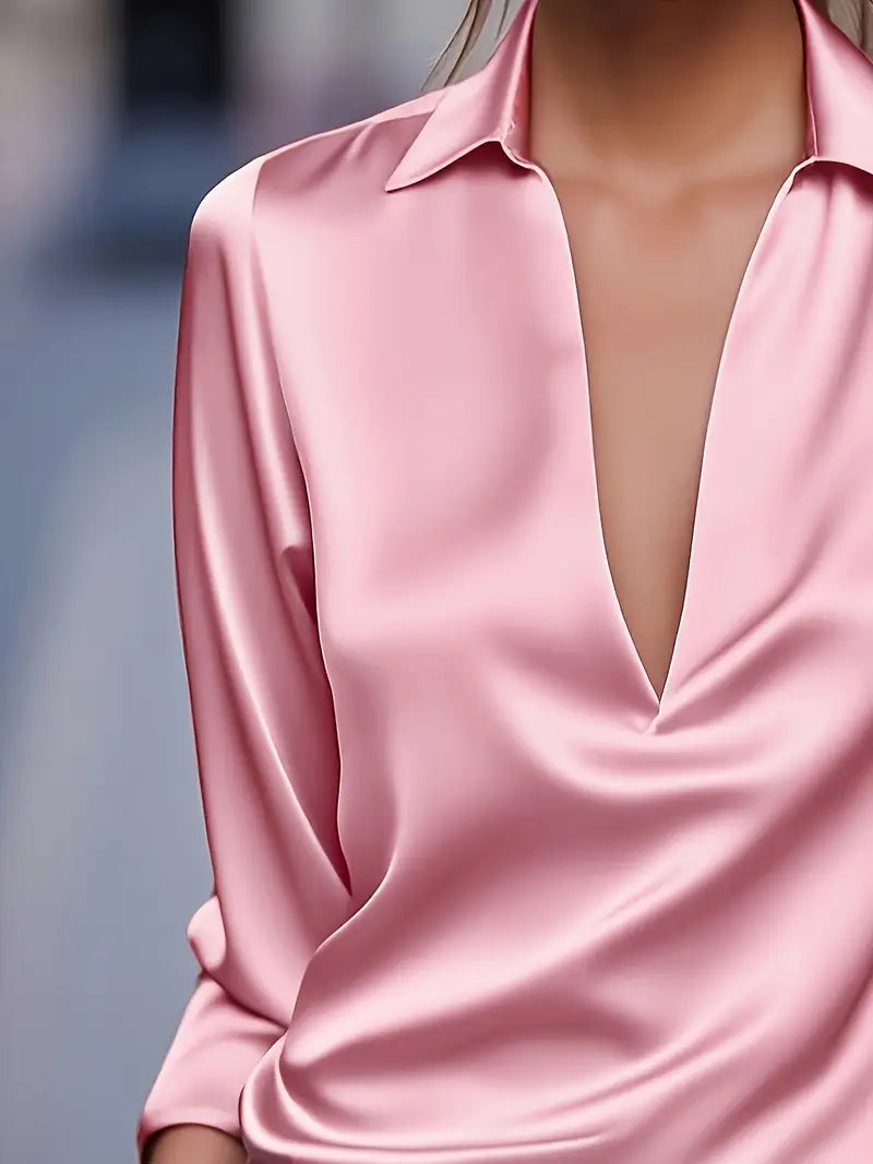 Eva™ | Premium V-Neck Satin Blouse