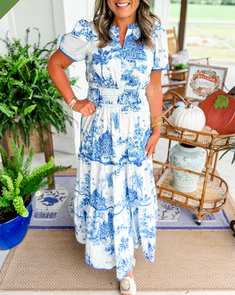 Eliza™ | Classic Toile Maxi Dress for Any Occasion