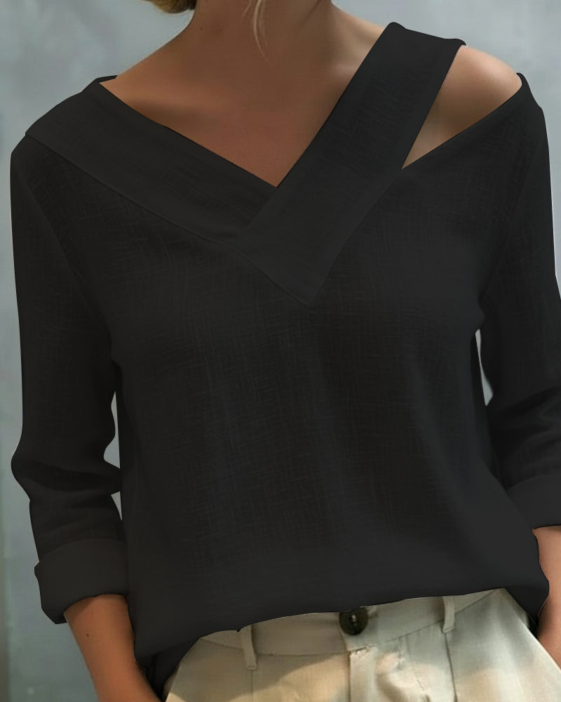 Aria™ | Women's Asymmetric V-Neck Long Sleeve Top