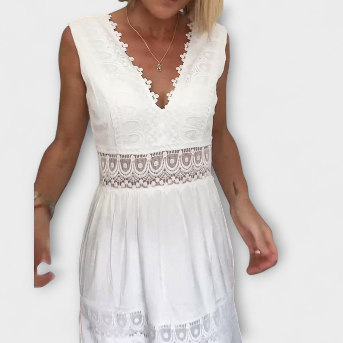Style200™ | Aurélie - Chic V-Neck Lace Evening Dress
