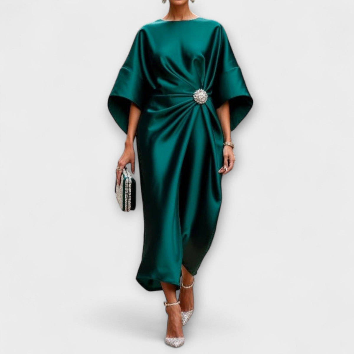 Style200™ | Elegant Shimmer Satin Maxi Dress for Special Occasions