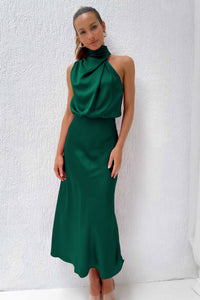 Véronique™ | Wedding Guest Dress – Chic Satin Halter