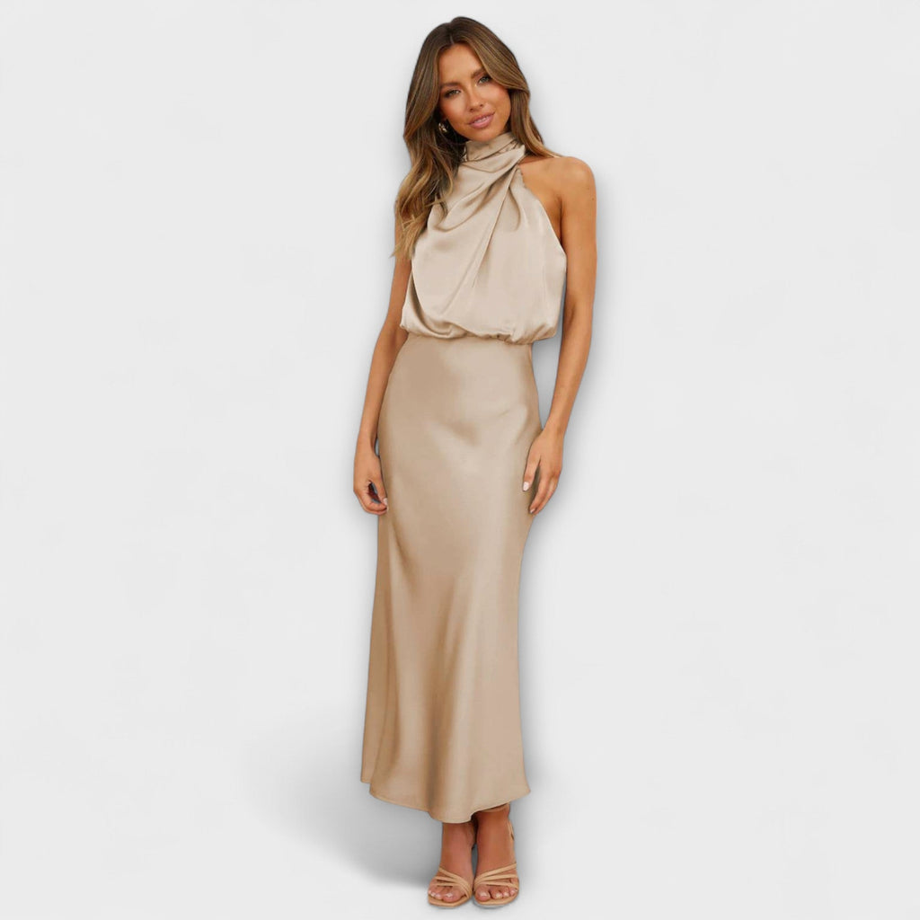 Style200™ | Chic Yellow Halter Maxi Dress for Summer Events