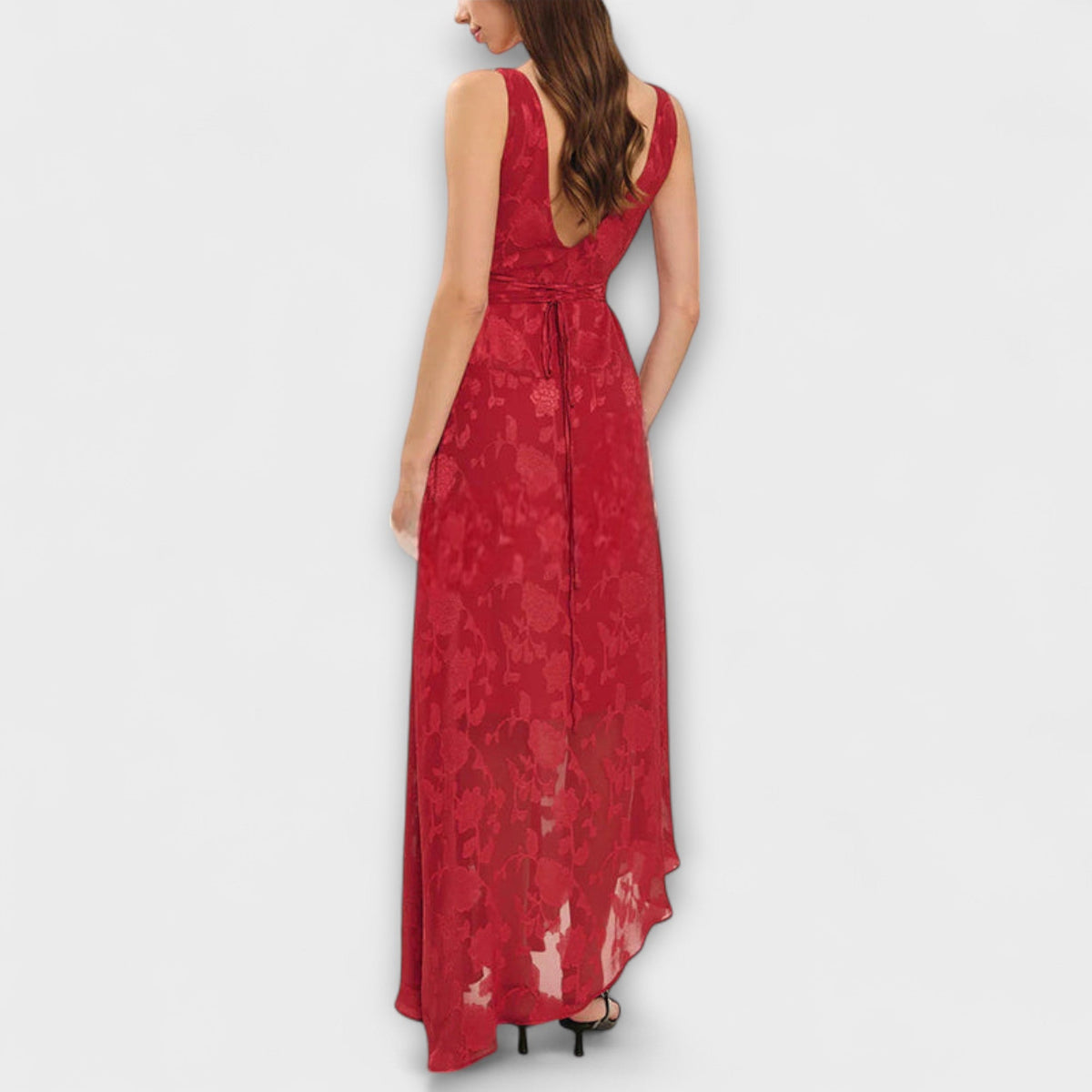 Style200™ | Opal - Chic Backless Jacquard Maxi Dress for Events