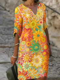 Aurora™ | Vibrant Floral Midi Dress for Every Occasion