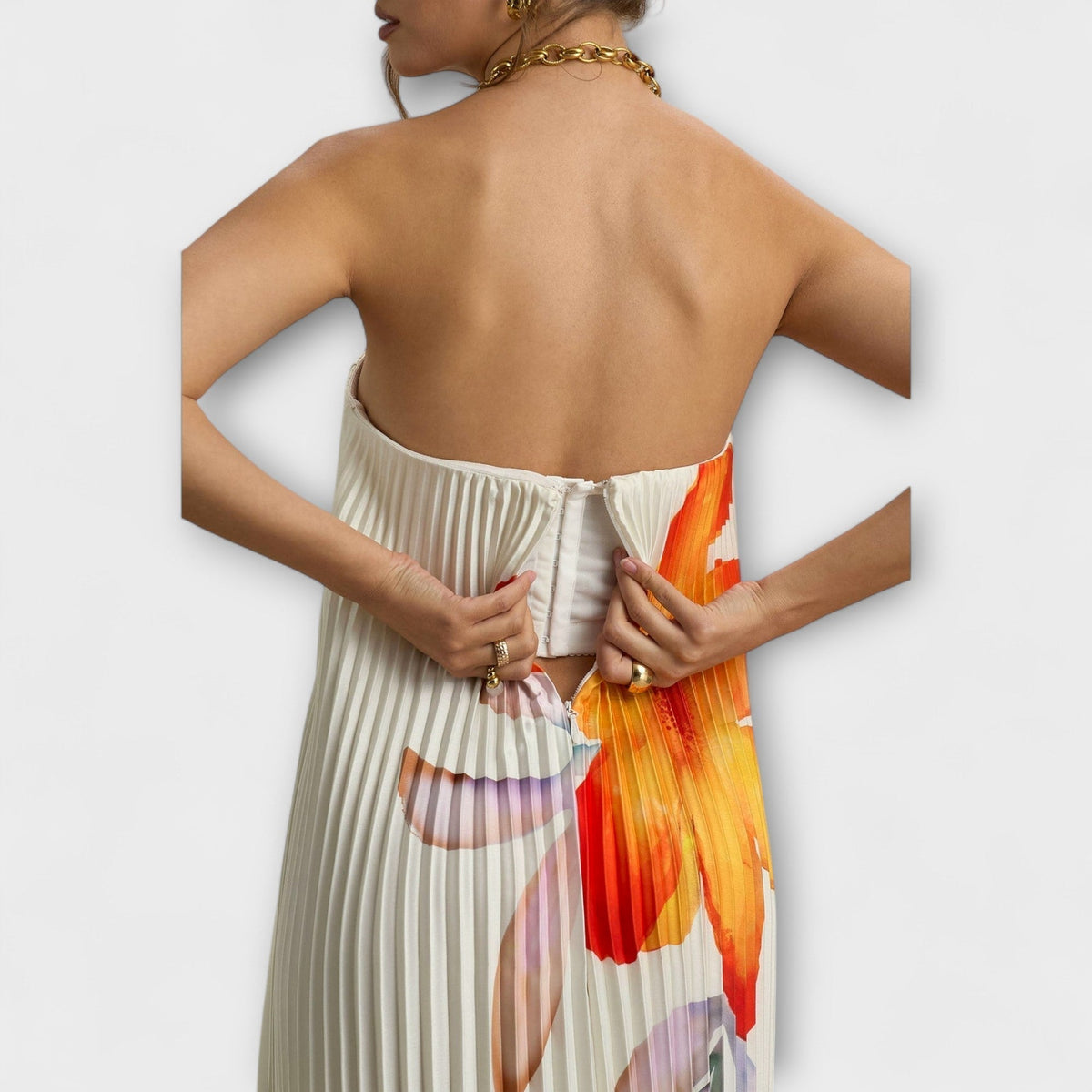 Style200™ | Michelle Orange Floral Maxi Dress for Special Occasions
