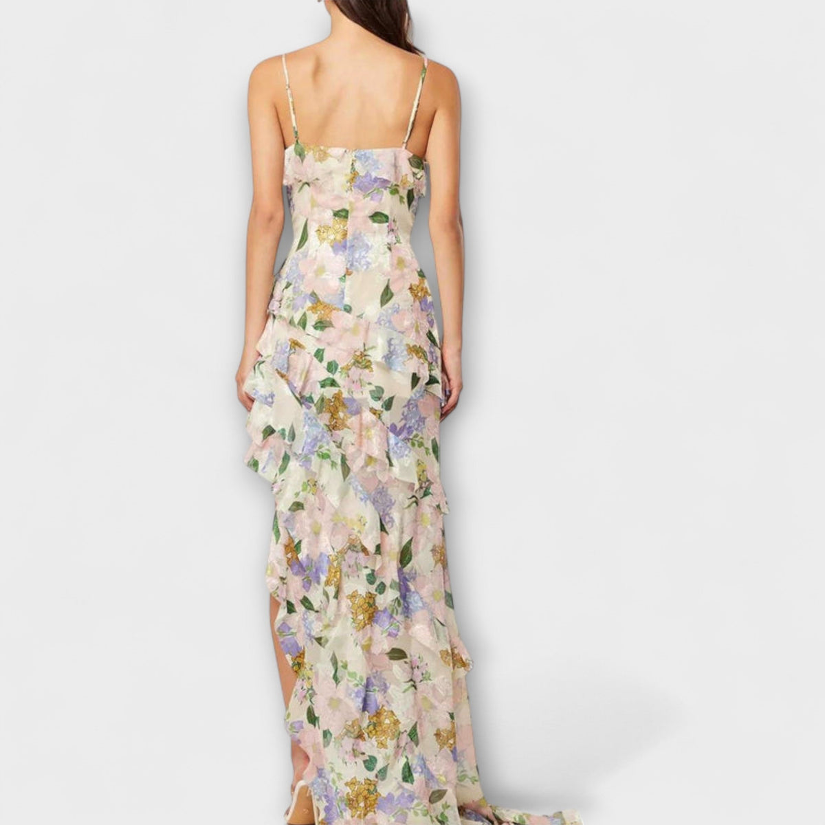 Style200™ | Chic Ruffled Dress with Strap Print for Any Occasion