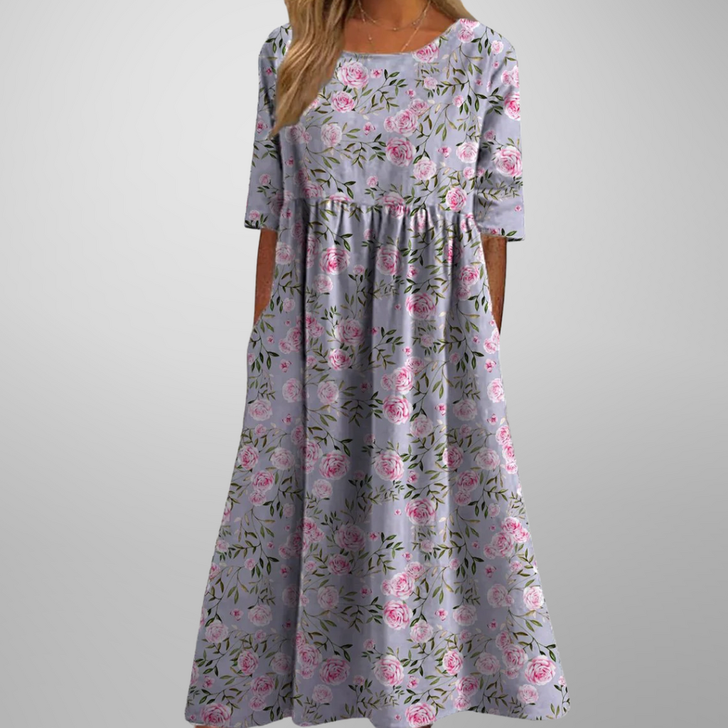 Rosalind | Crew Neck Floral Maxi Dress