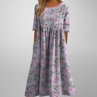 Rosalind | Crew Neck Floral Maxi Dress