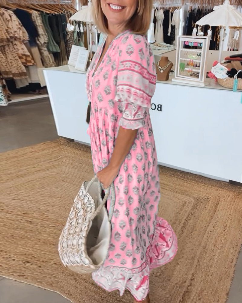 Mana™ | Floral V-Neck Dress for Stylish Occasions