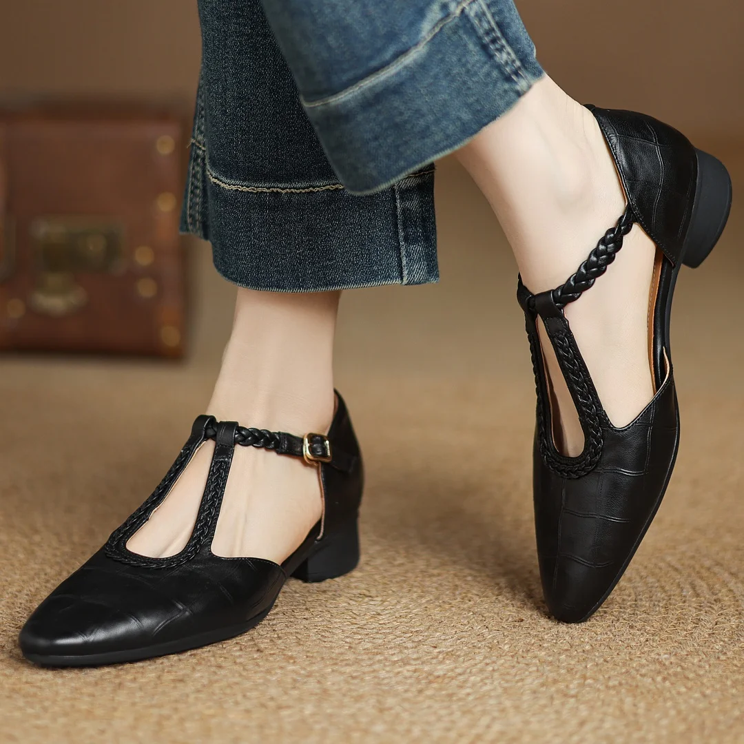 Margot™ | Women's Leather T-Strap Mary Jane Flats Pointed Toe Flat