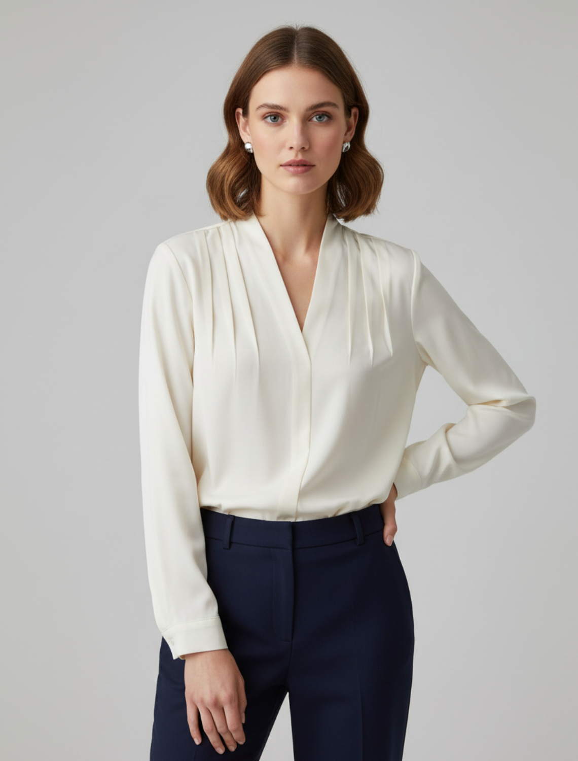 Style200™ | Satin Puff Sleeve Blouse for Chic Occasions