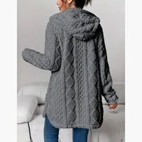 Reese | Long Cardigan with Fuzzy Cable Knit Texture