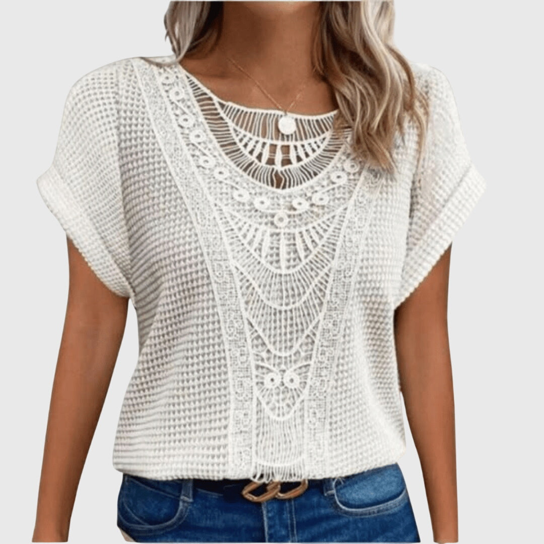 Style200™ | Chic Ibiza-Inspired Pearl Blouse for Every Occasion