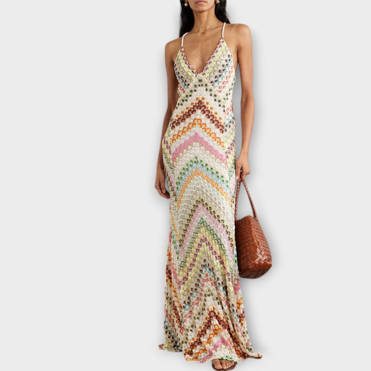 Style200™ | Remi - Missoni Vibrant Herringbone Maxi Dress for Any Occasion