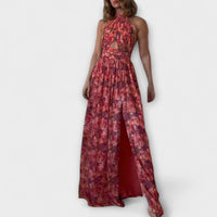 Style200™ | Nortrud Floral Print Backless Maxi Dress for Special Occasions