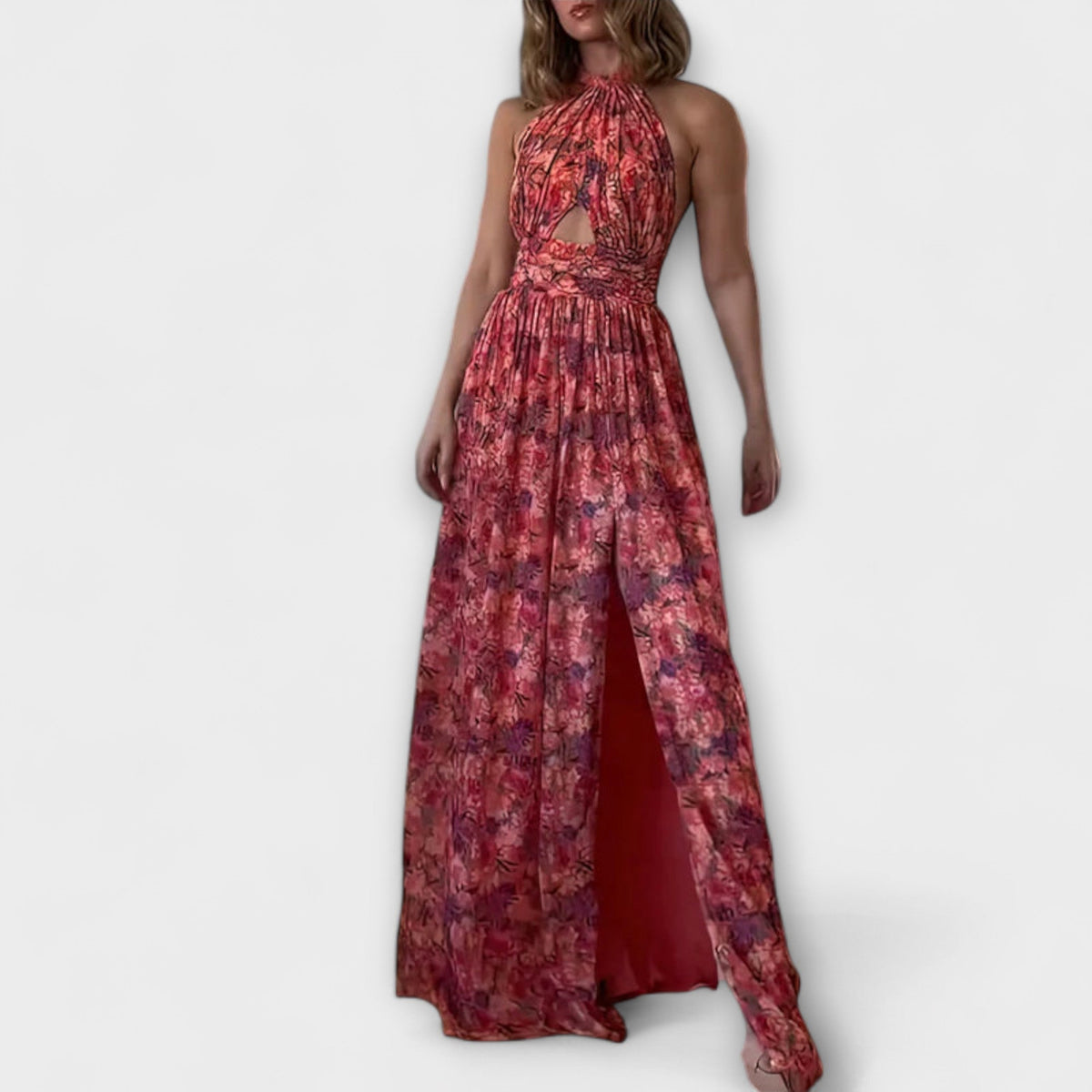 Style200™ | Nortrud Floral Print Backless Maxi Dress for Special Occasions