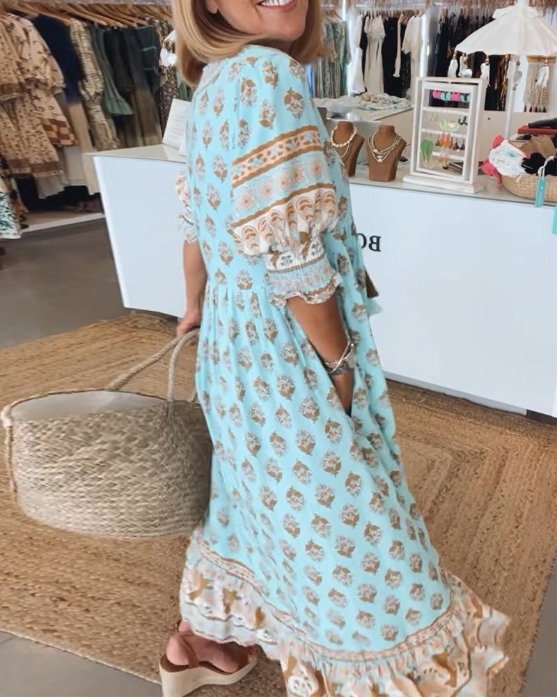 Mana™ | Floral V-Neck Dress for Stylish Occasions