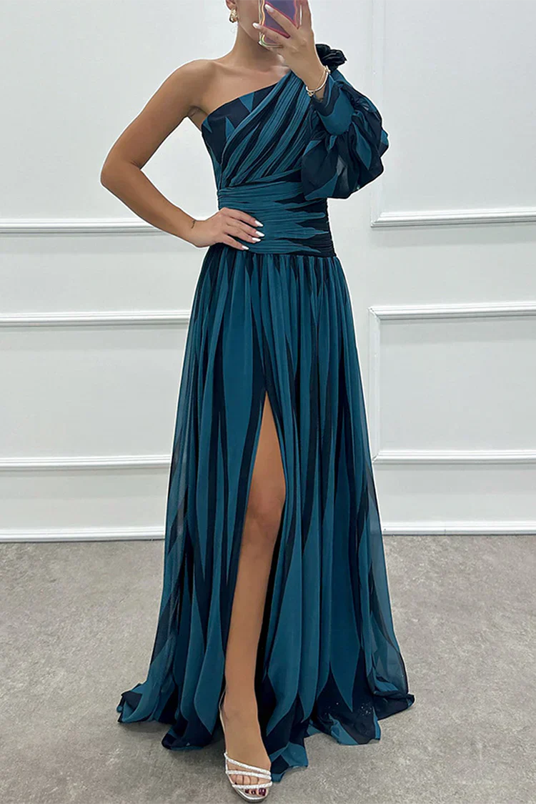 Ursule™ | Wedding Guest Dress - Striped One Shoulder Maxi