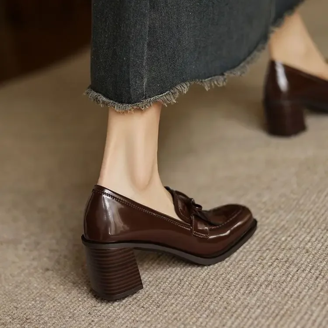 Vivienne™ | Women's Tassel Loafer Pumps Block Heel Round Toe Heels