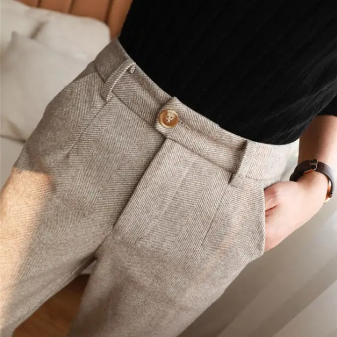 Harrow Herringbone Wool-Look Trousers