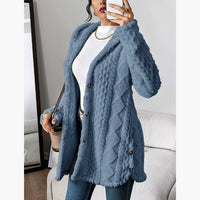 Reese | Long Cardigan with Fuzzy Cable Knit Texture