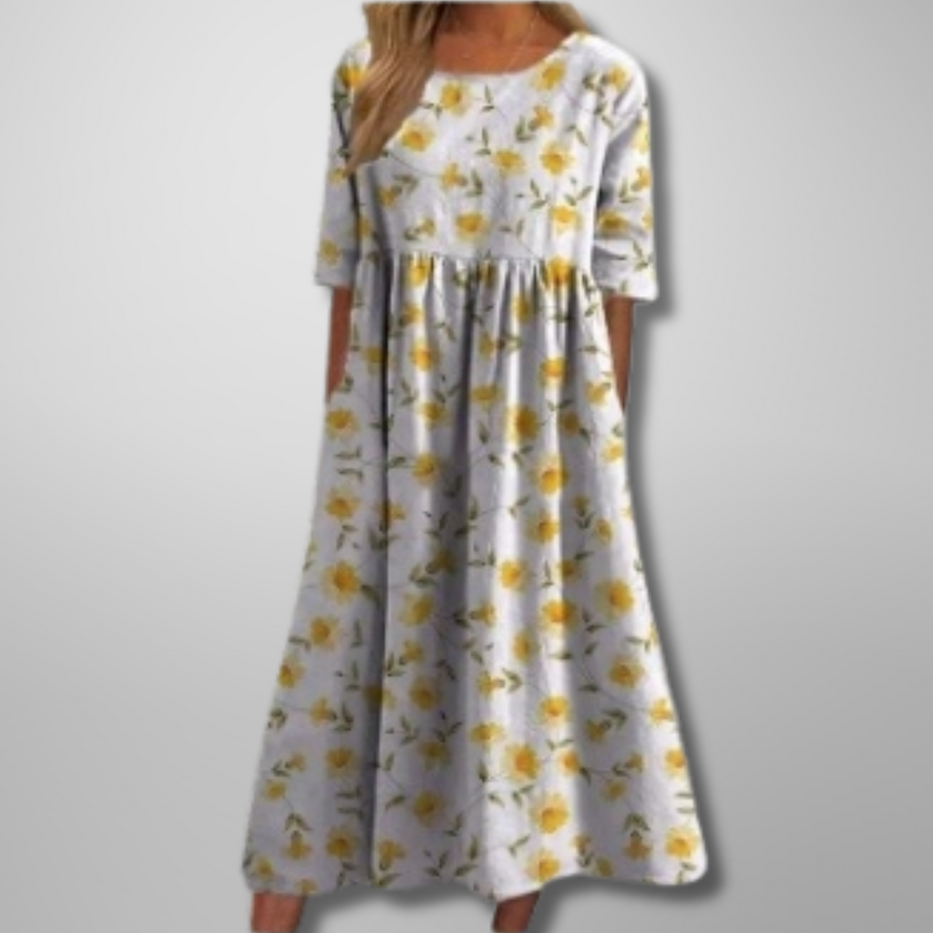 Rosalind | Crew Neck Floral Maxi Dress