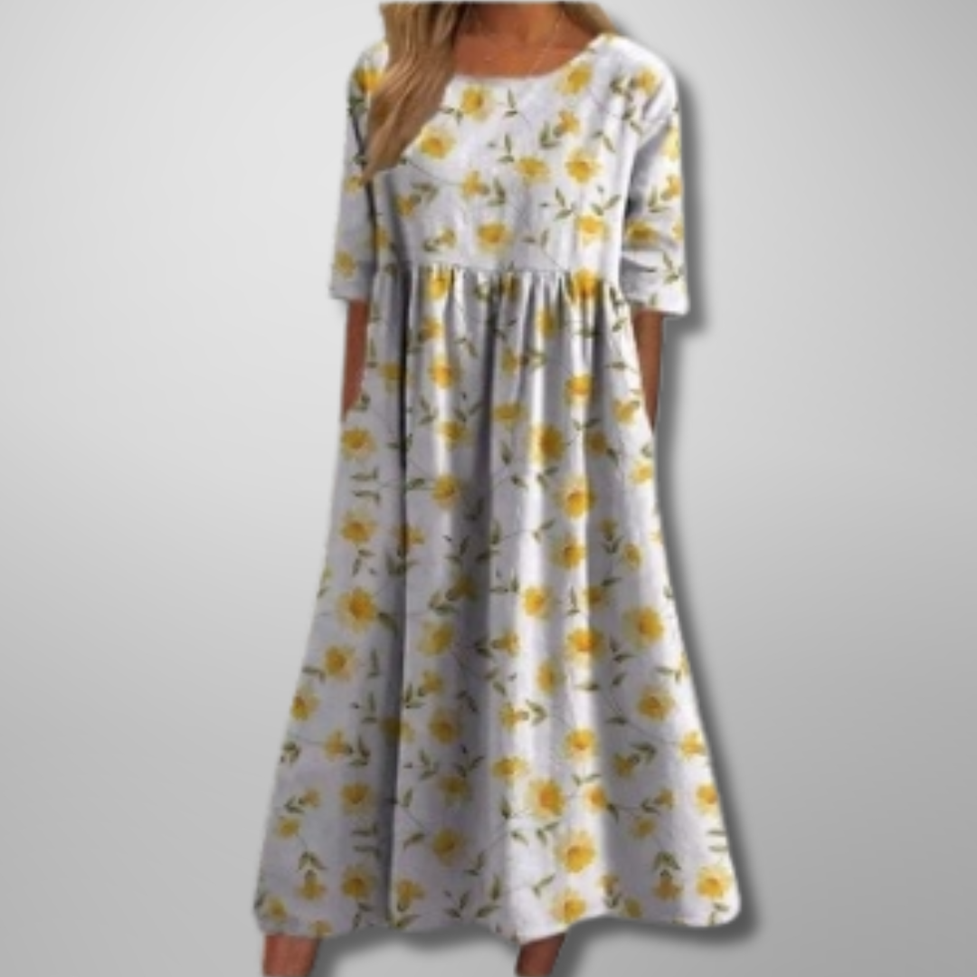 Rosalind | Crew Neck Floral Maxi Dress