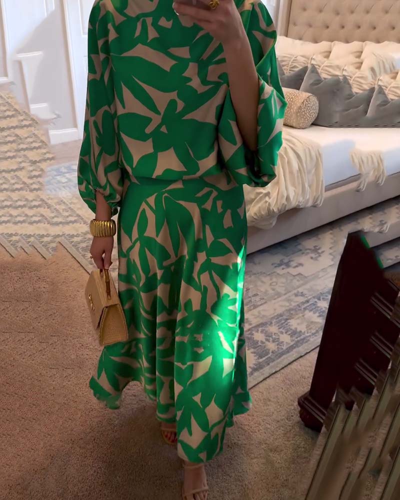 Ashley™ | Two-Piece Printed Set with Lantern Sleeves