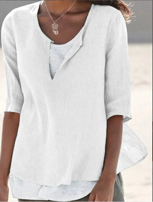 Maya™ | Women's 3/4 Sleeve Blouse Split Neck Casual Top