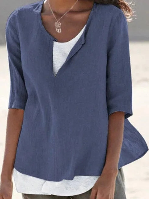 Maya™ | Women's 3/4 Sleeve Blouse Split Neck Casual Top