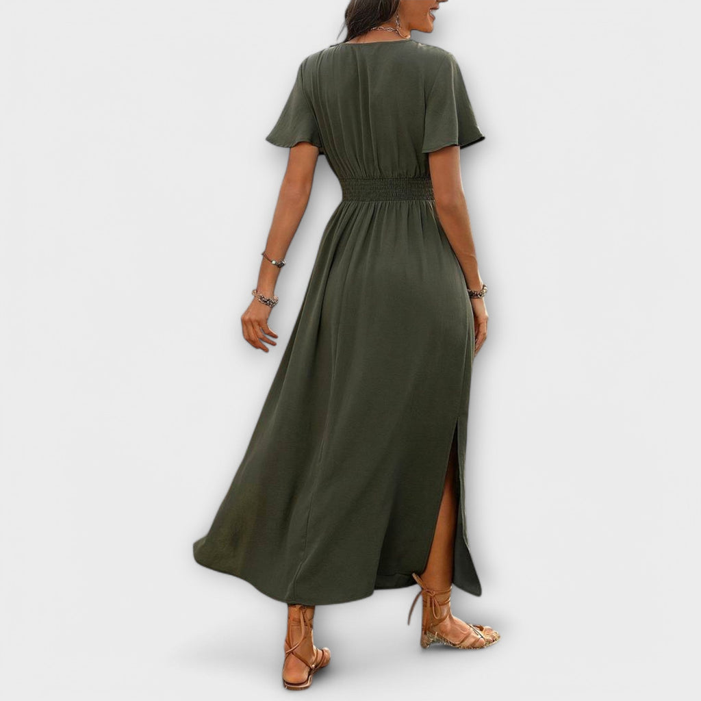 Style200™ | Heather - Boho V-Neck Long Sleeve Dress for Every Occasion