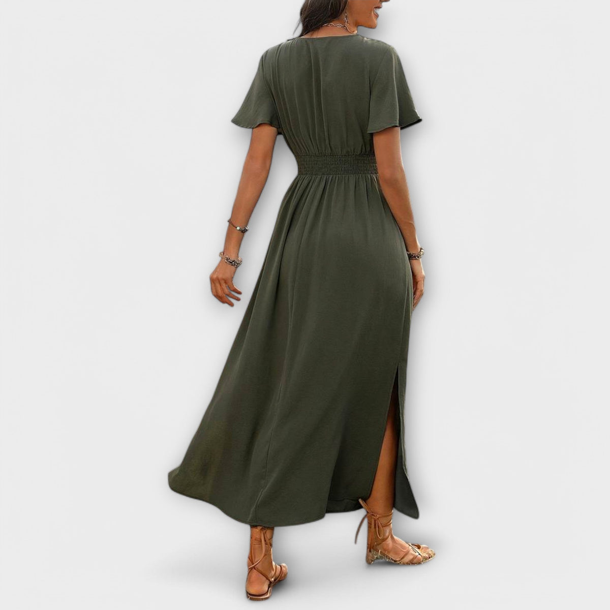 Style200™ | Heather - Boho V-Neck Long Sleeve Dress for Every Occasion