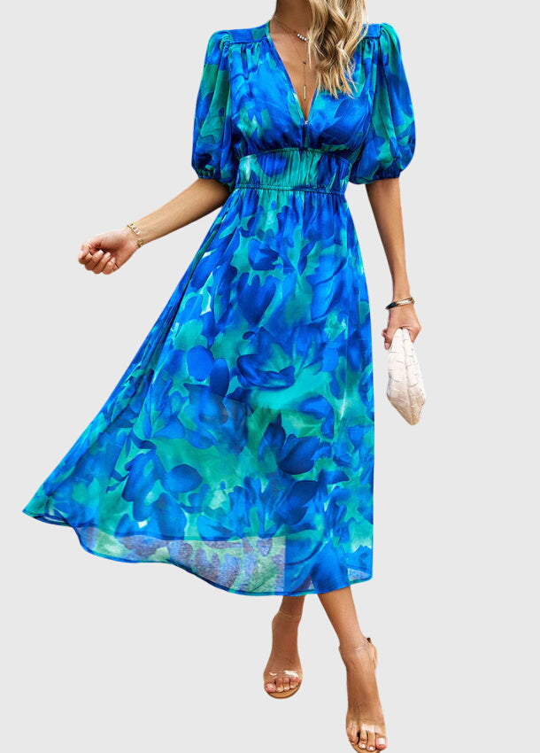 Style200™ | Chic Floral Midi Dress for Any Occasion