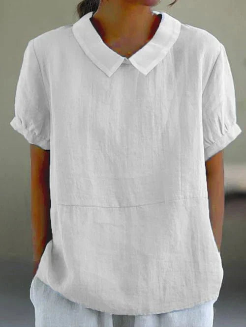 Ivy™ | Women's Peter Pan Collar Short Sleeve Casual Top