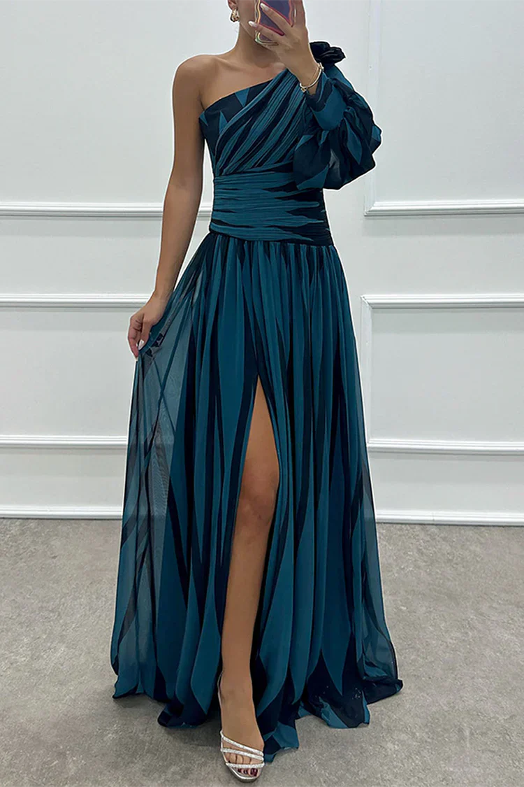 Ursule™ | Wedding Guest Dress - Striped One Shoulder Maxi